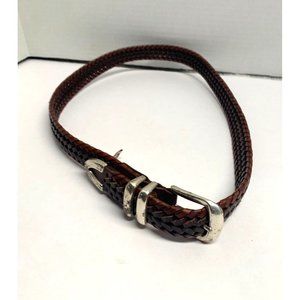 Fossil Mens Size 34 Genuine Leather Belt Weaved Brown